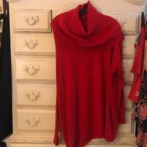 Red cowl neck sweater